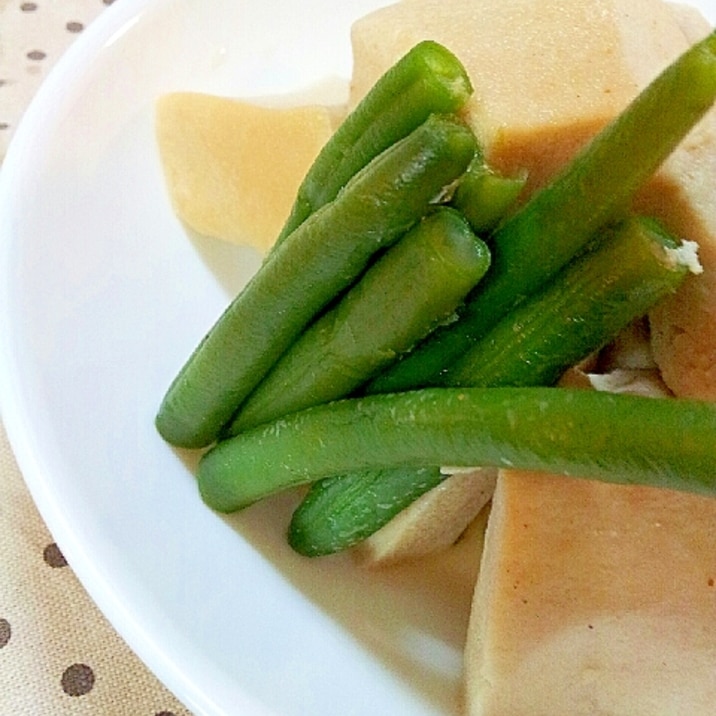 うどんスープで作る✿高野豆腐といんげんの煮物❤